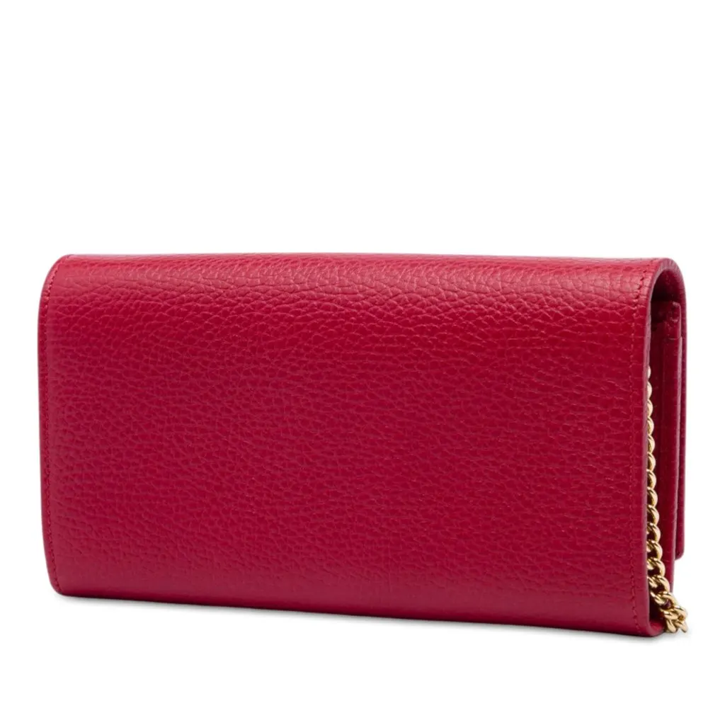 Gucci GG Marmont Calfskin Wallet on Chain Red Leather Very good - Back View