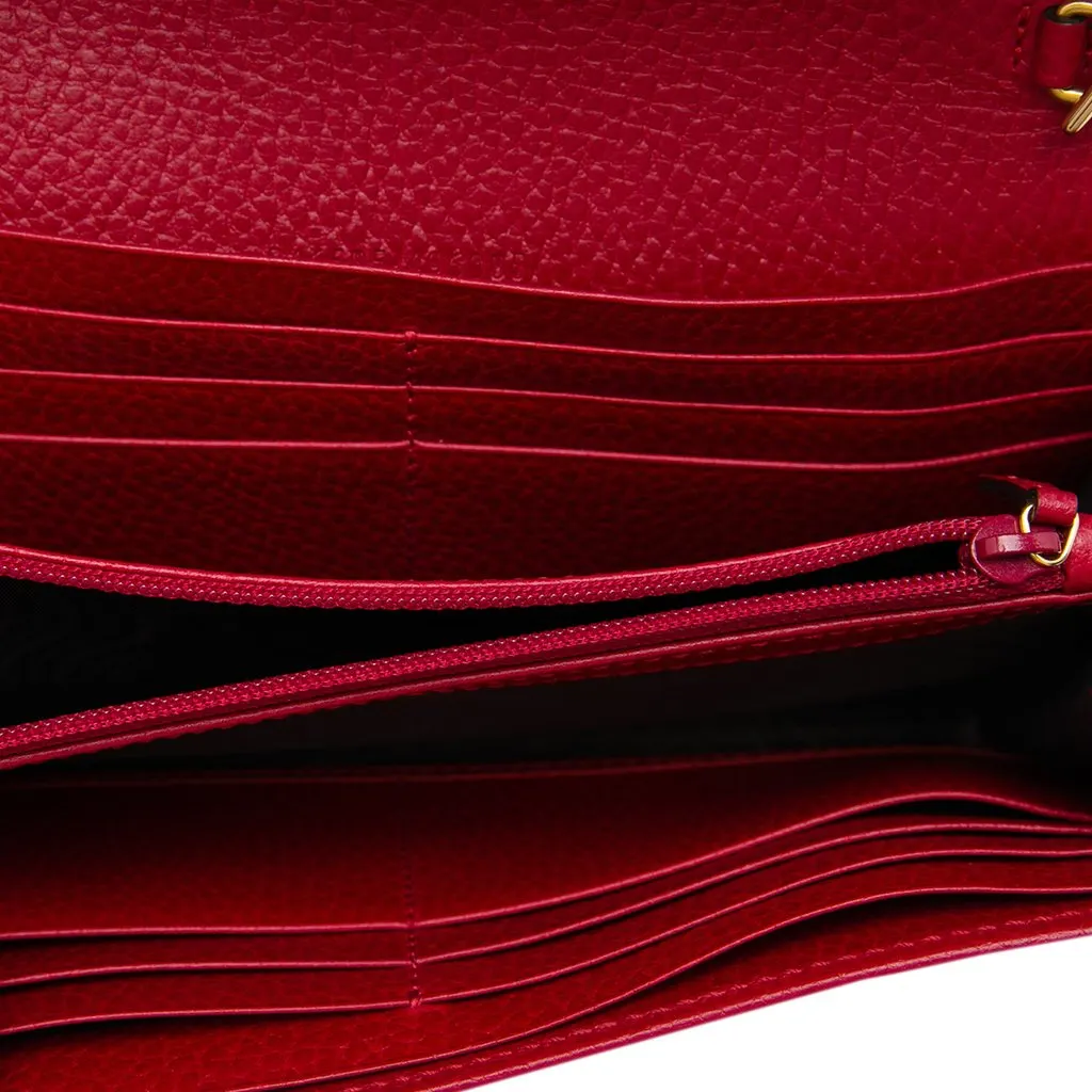 Gucci GG Marmont Calfskin Wallet on Chain Red Leather Very good - Model View