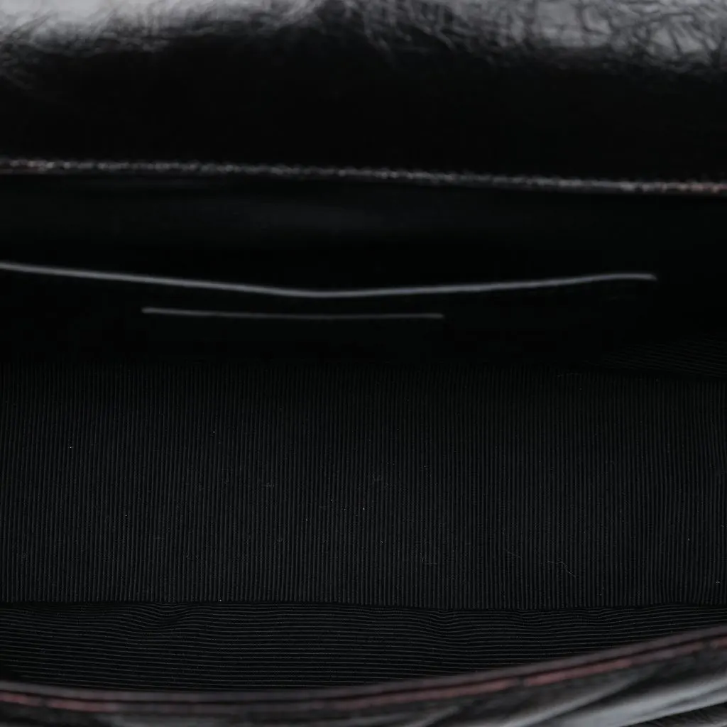 Saint Laurent Medium Chevron Metallic Crinkled Calfskin Punk Chain Bag Black Leather Very good - Model View