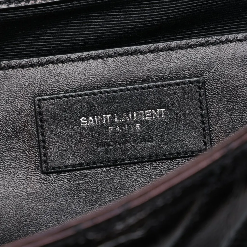 Saint Laurent Medium Chevron Metallic Crinkled Calfskin Punk Chain Bag Black Leather Very good - Box View