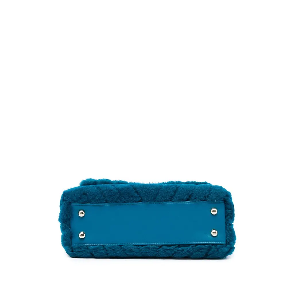 Chanel Mini Chevron Shearling Coco Top Handle Bag Blue Shearling Very good - Inside View