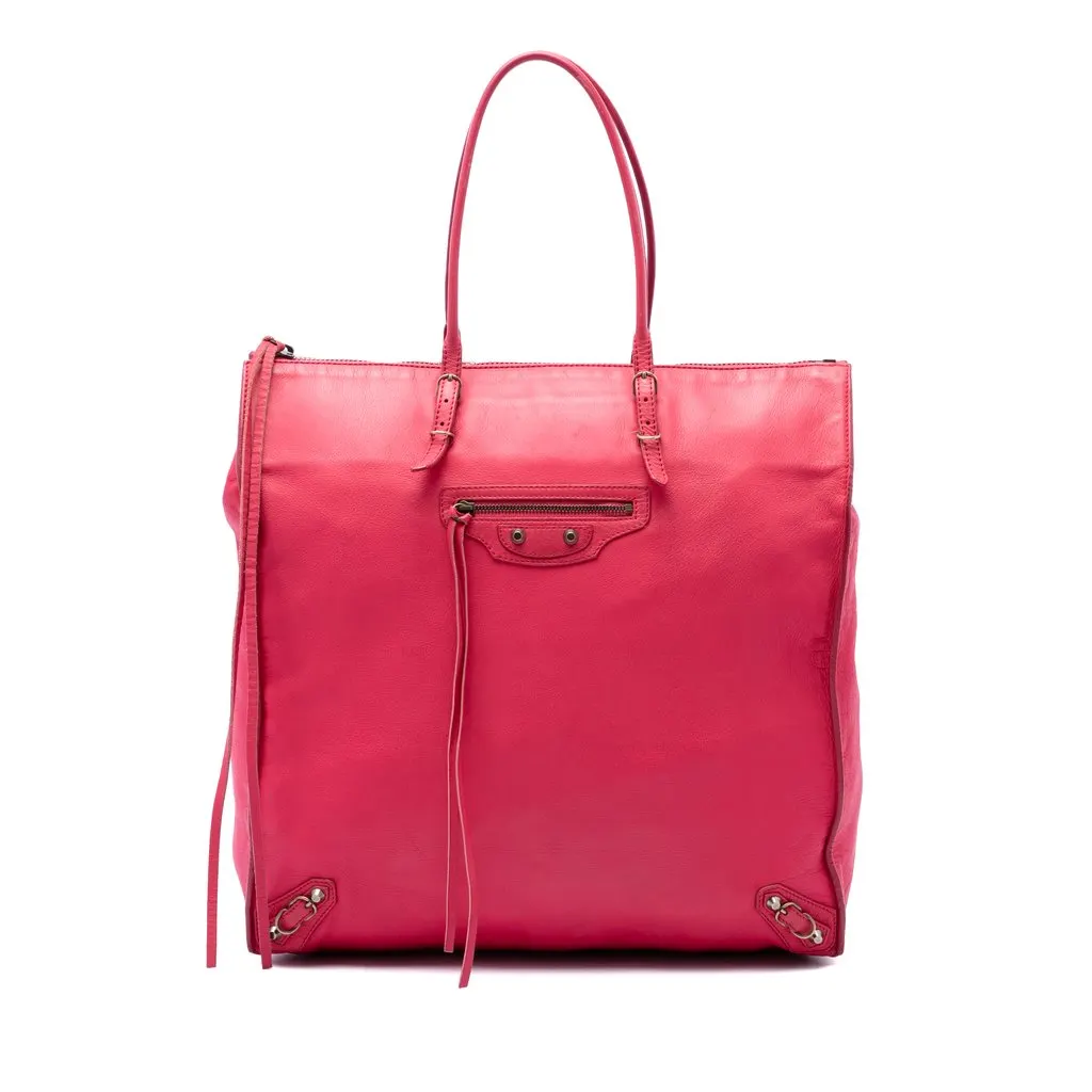 Balenciaga Leather Papier A5 Tote Pink Leather Very good - Front View