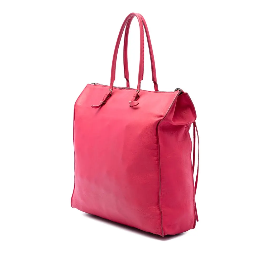 Balenciaga Leather Papier A5 Tote Pink Leather Very good - Back View