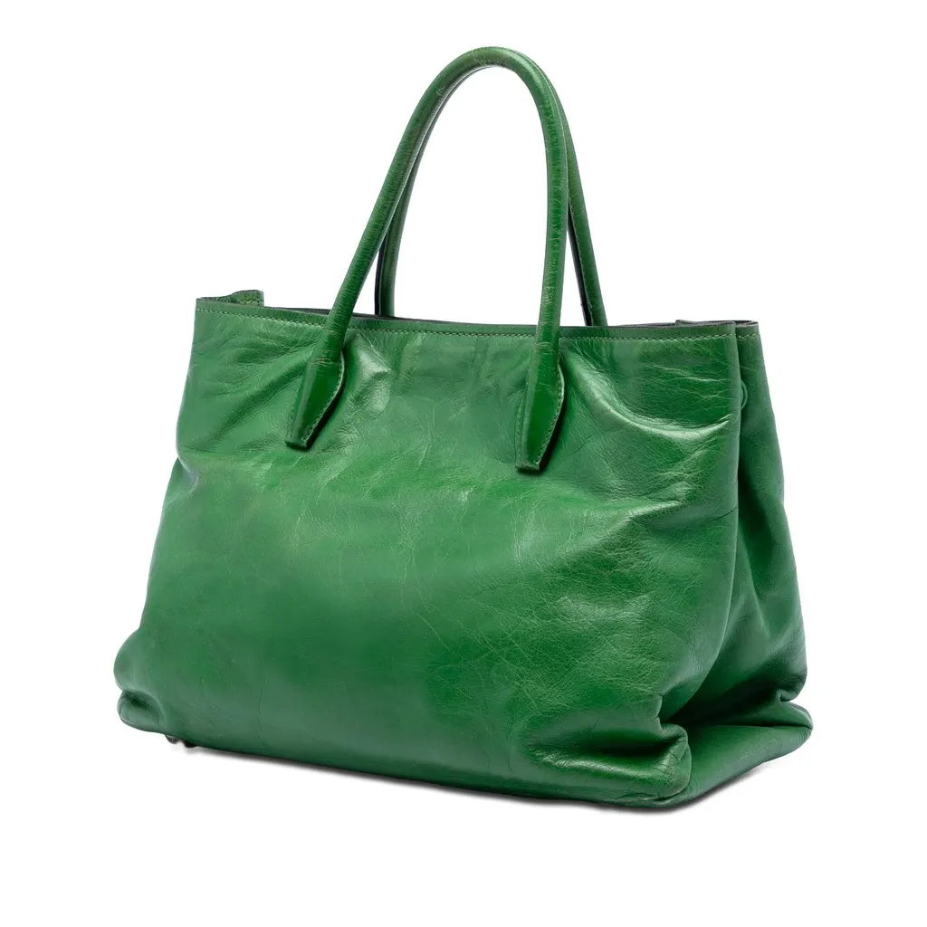 Miu Miu Vitello Shine Satchel Green Leather Very good - Back View