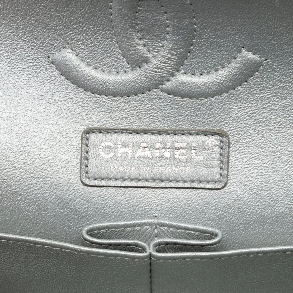 Chanel Medium Classic Quilted Tweed and Metallic Lambskin Double Flap Black Good - Box View