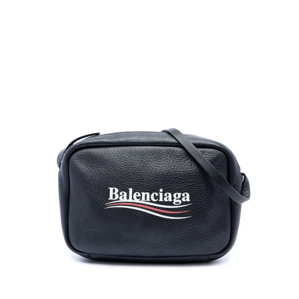 Balenciaga Leather Campaign Logo Everyday Camera Bag XS Black Leather Very good - Front View