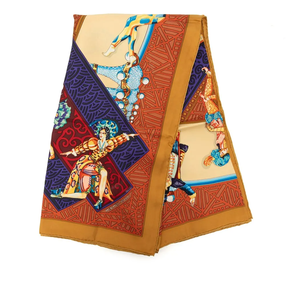 Hermès Les Ballets Russes Silk Scarf 90 Brown Very good - Front View