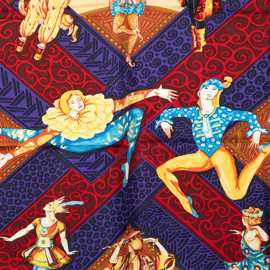 Hermès Les Ballets Russes Silk Scarf 90 Brown Very good - Back View