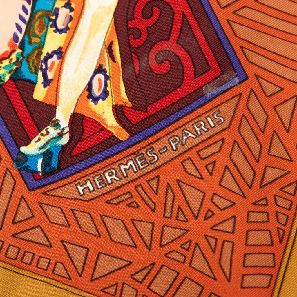 Hermès Les Ballets Russes Silk Scarf 90 Brown Very good - Inside View