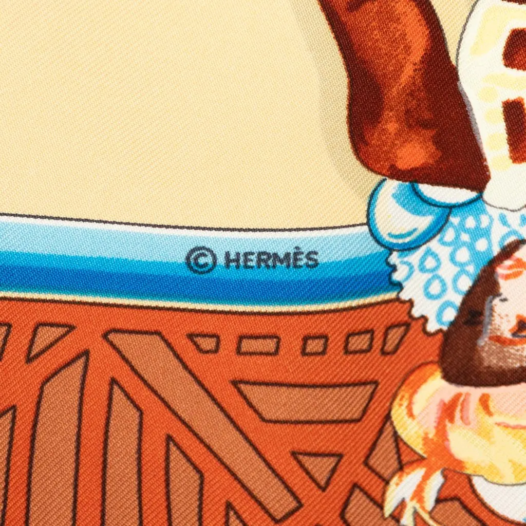 Hermès Les Ballets Russes Silk Scarf 90 Brown Very good - Model View