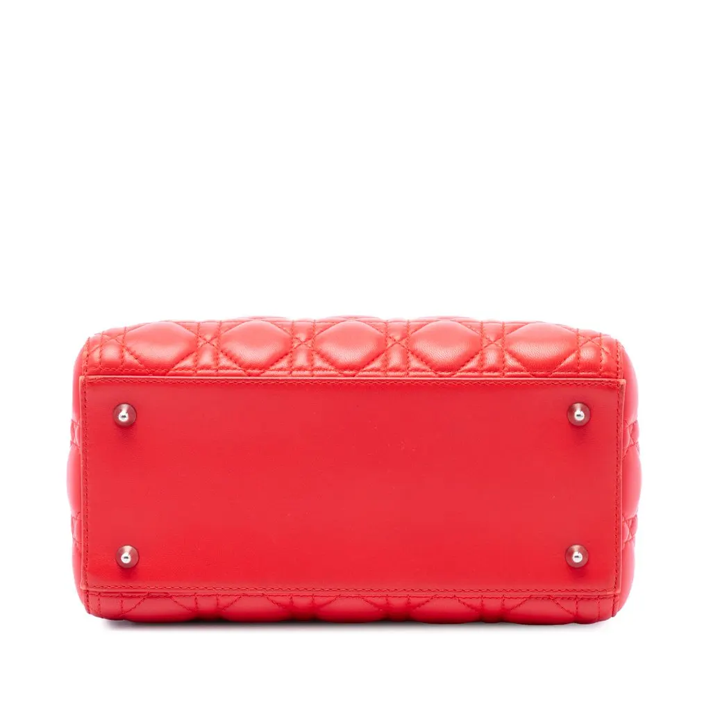 Dior Medium Lambskin Cannage Lady Dior Red Leather Very good - Inside View