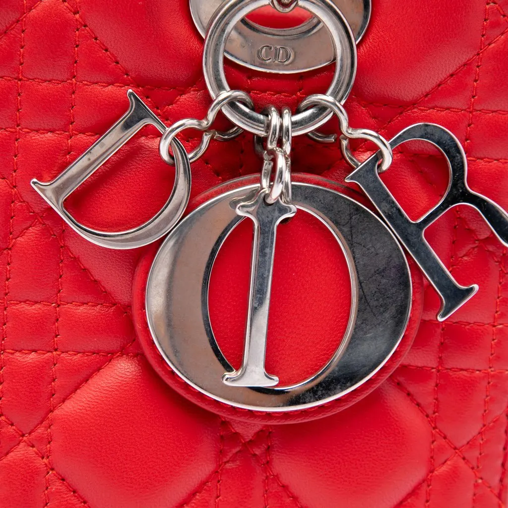 Dior Medium Lambskin Cannage Lady Dior Red Leather Very good - Box View