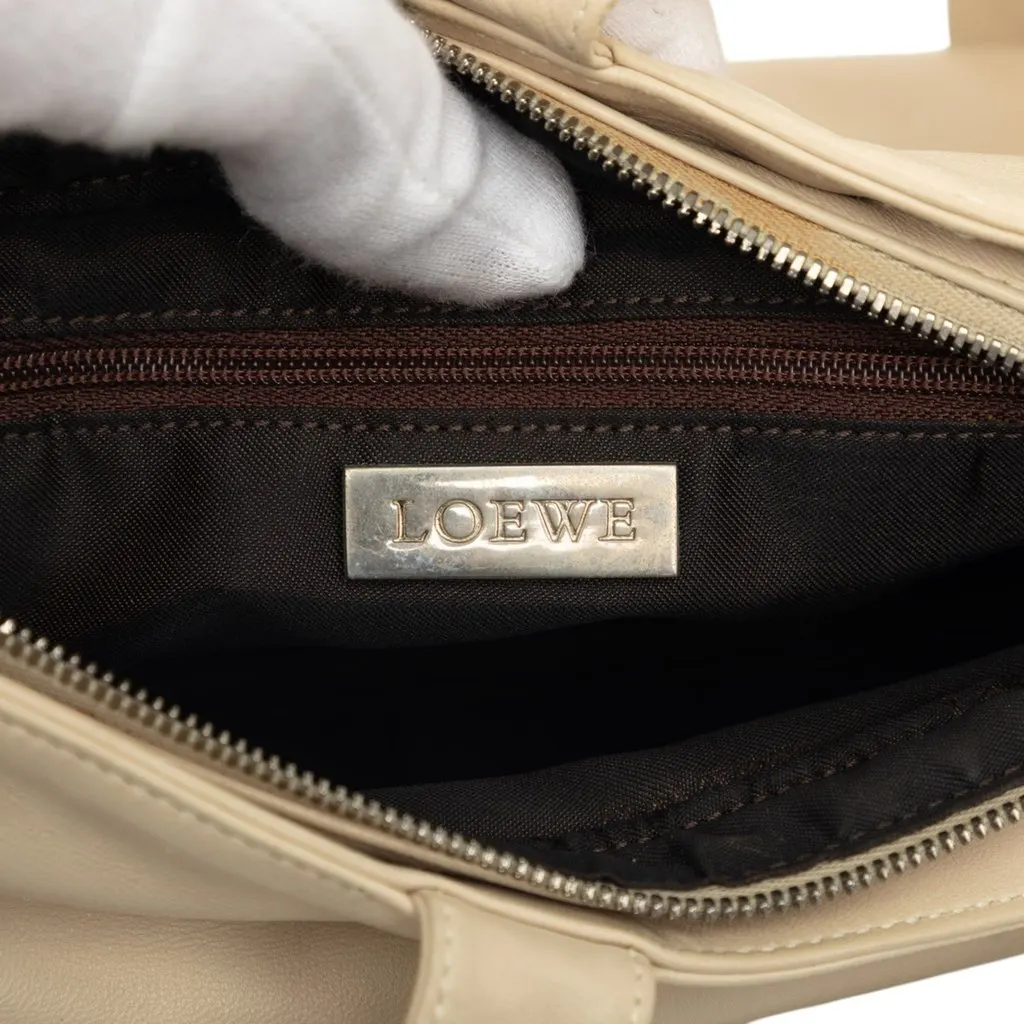 Loewe Suede Trimmed Soft Nappa Handbag Beige Leather Very good - Box View