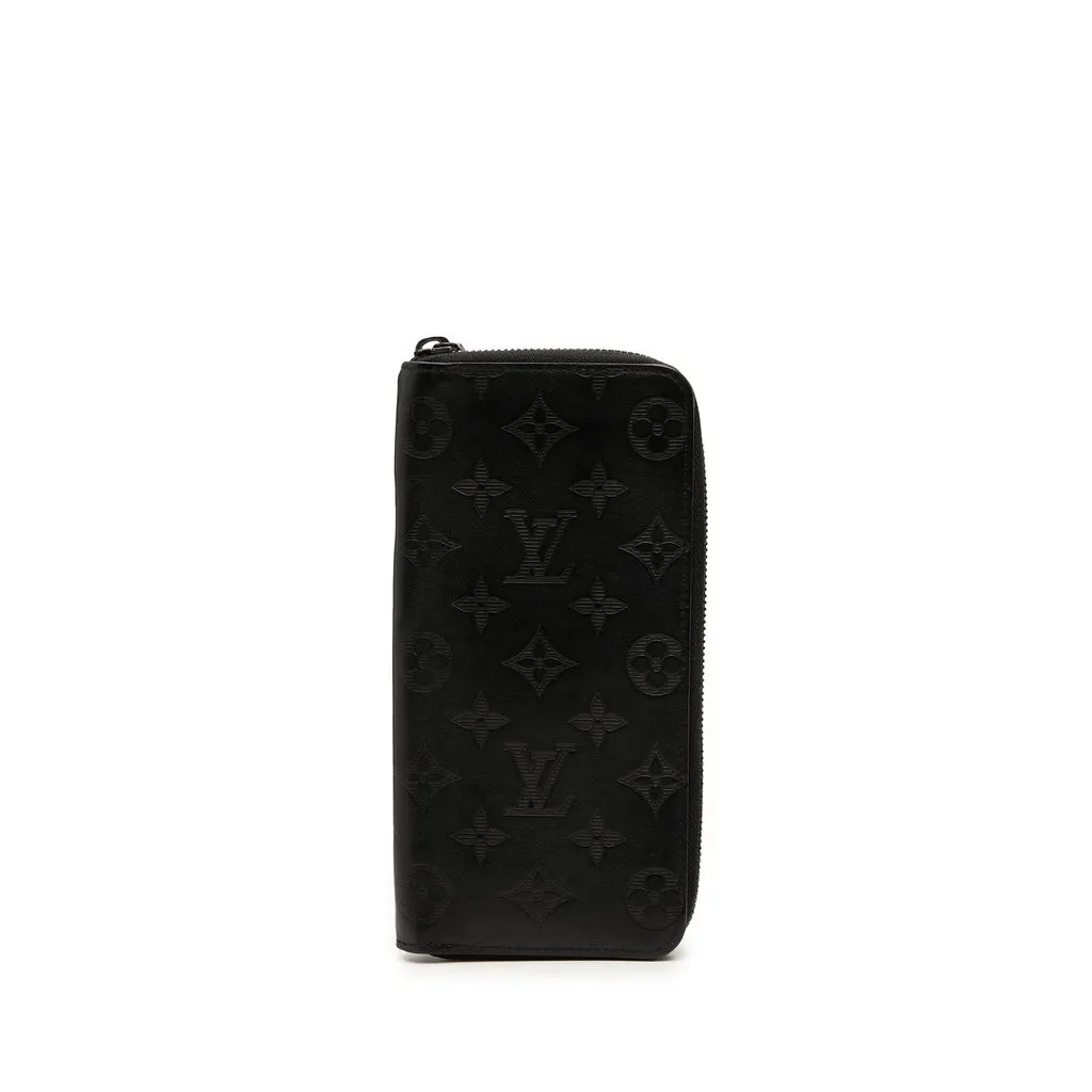 Louis Vuitton Monogram Shadow Vertical Zippy Long Wallet Black Leather Very good - Front View