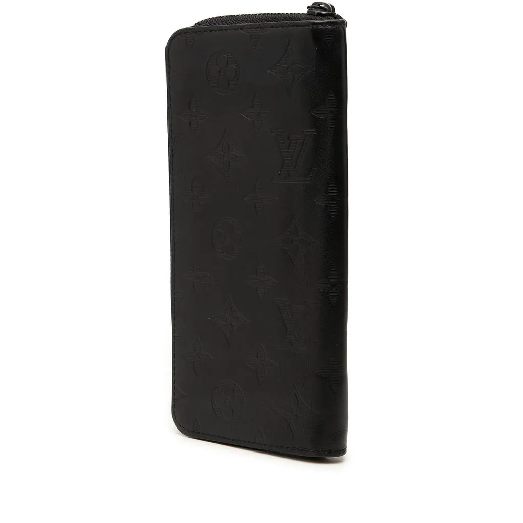 Louis Vuitton Monogram Shadow Vertical Zippy Long Wallet Black Leather Very good - Back View