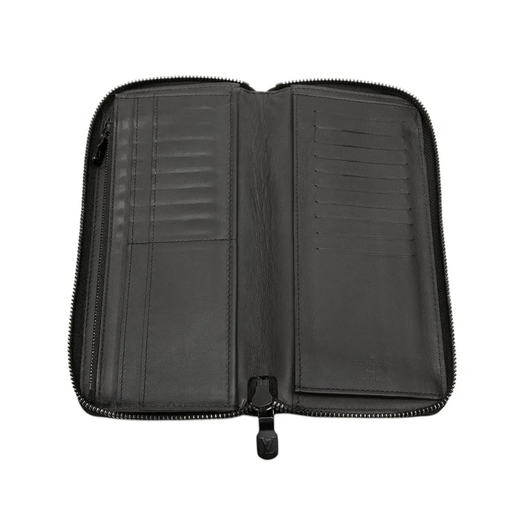 Louis Vuitton Monogram Shadow Vertical Zippy Long Wallet Black Leather Very good - Model View