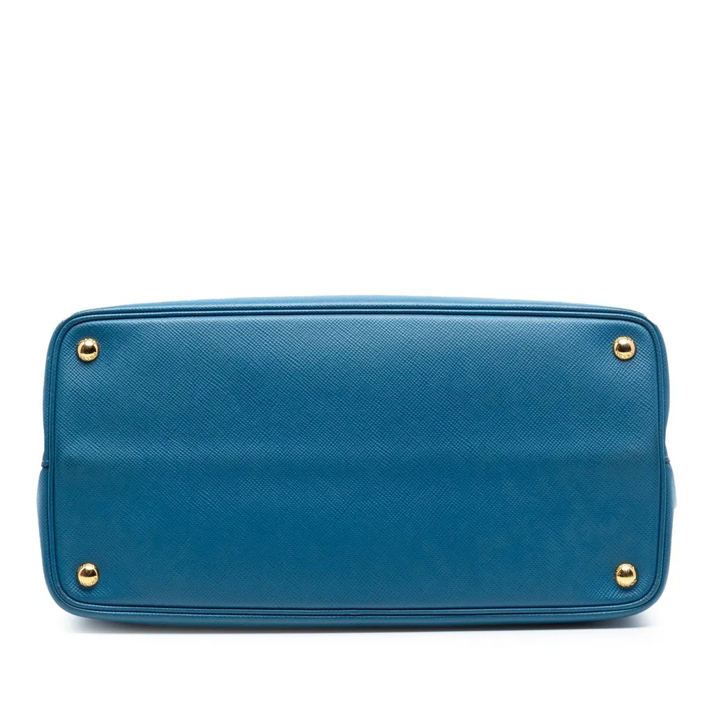 Prada Large Saffiano Cuir Double Satchel Blue Leather Very good - Inside View