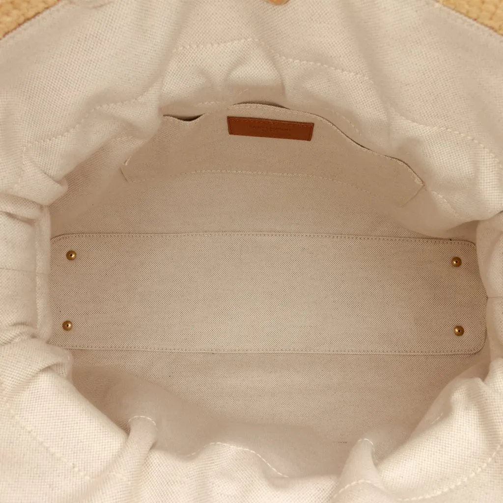 Saint Laurent Raffia Jamie Shopping Tote Beige Very good - Model View