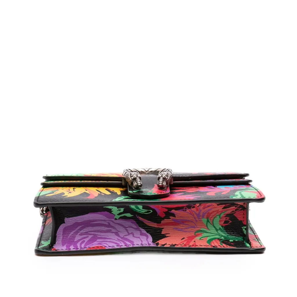 Gucci Ken Scott Super Mini Calfskin Floral Dionysus Crossbody Black Leather Good - Inside View