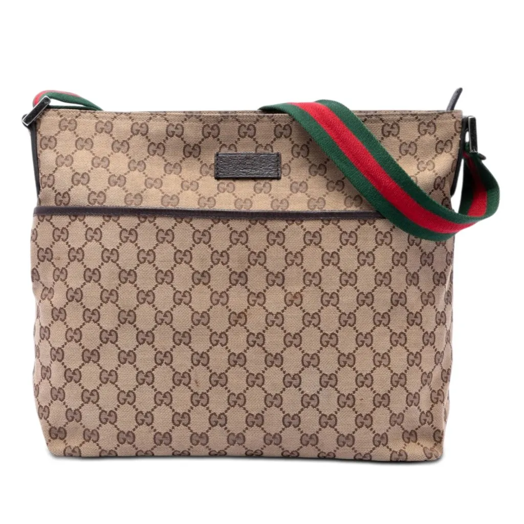 Gucci GG Canvas Web Crossbody Beige Very good - Front View