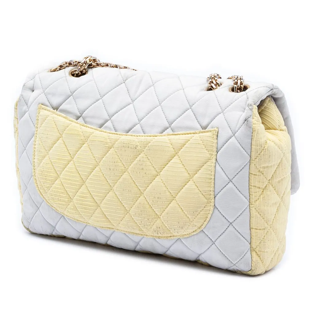 Chanel Tricolor Quilted Grosgrain Satin Reissue 2.55 Single Flap 227 Blue Very good - Back View