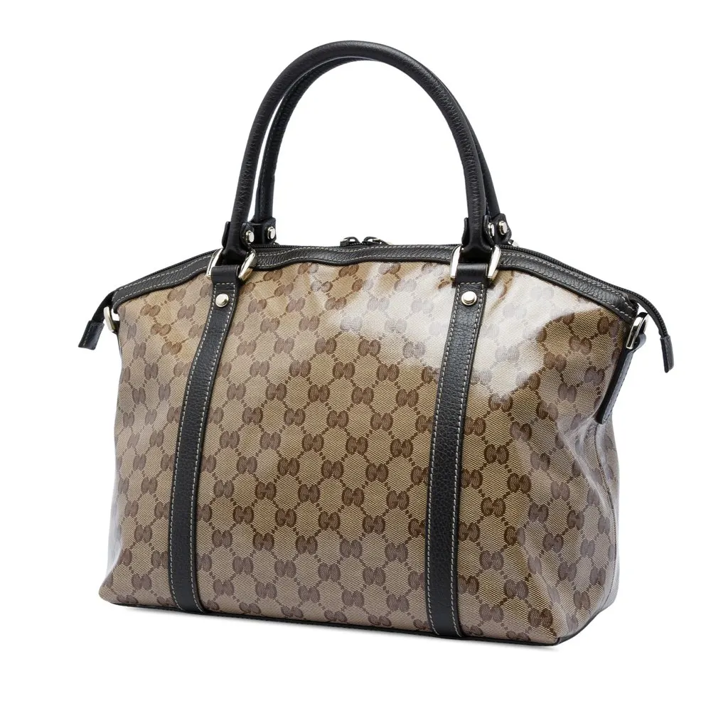 Gucci Medium GG Crystal Charm Dome Satchel Beige Good - Back View