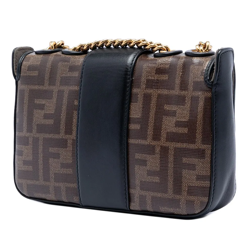Fendi Mini FF 1974 Glazed Fabric Stamp Patch Crossbody Brown Very good - Back View