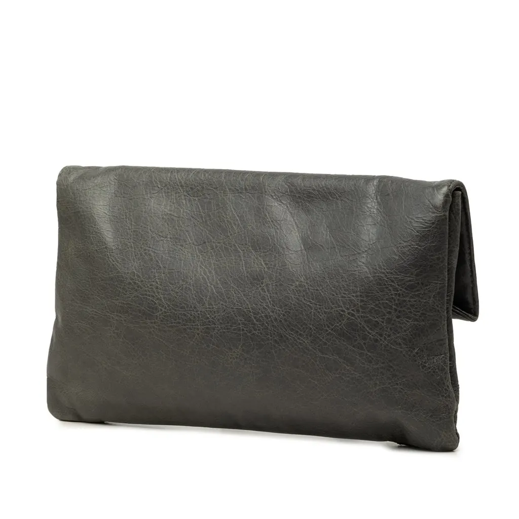 Balenciaga Lambskin Motocross Giant 12 Envelope Clutch Grey Leather Very good - Back View