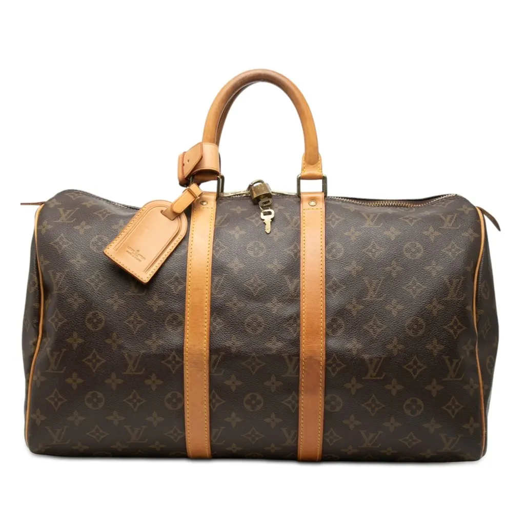 Louis Vuitton Monogram Keepall 45 Brown Good - Front View