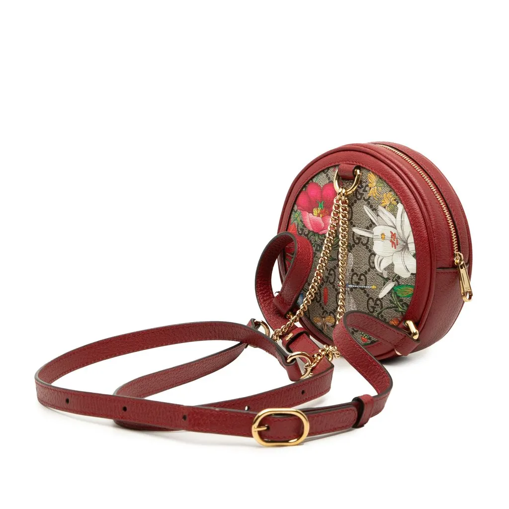 Gucci Mini GG Supreme Web Flora Round Ophidia Backpack Beige Very good - Back View