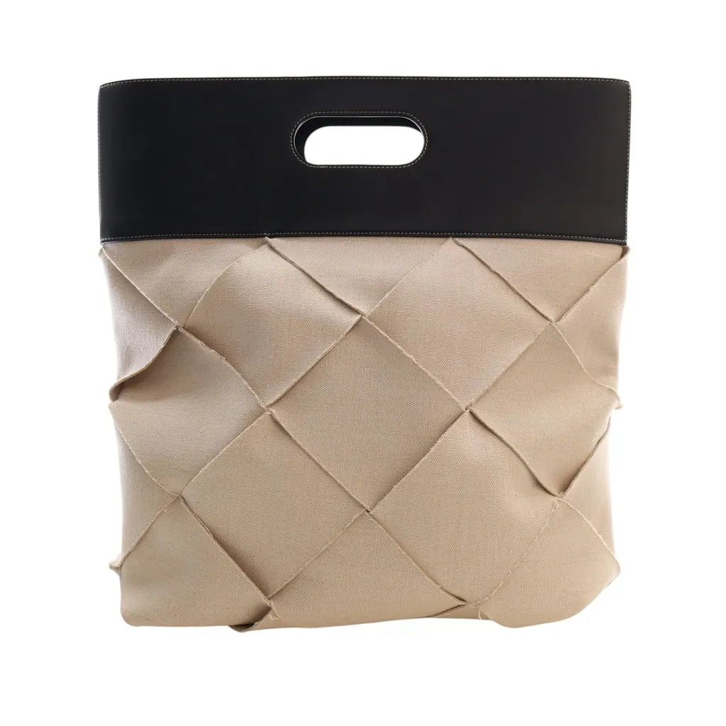 Bottega Veneta Small Canvas French Calfskin Slip Tote Beige Canvas Very good - Front View