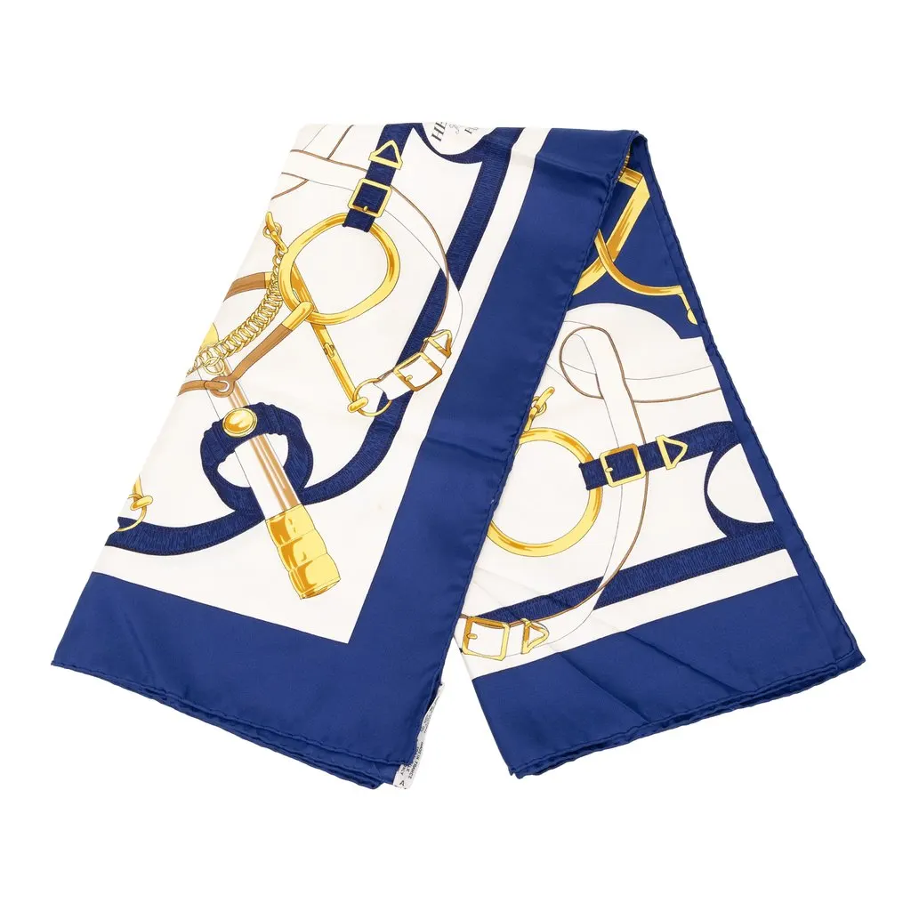 Hermès Eperon D Or Silk Scarf 90 White Silk Good - Front View