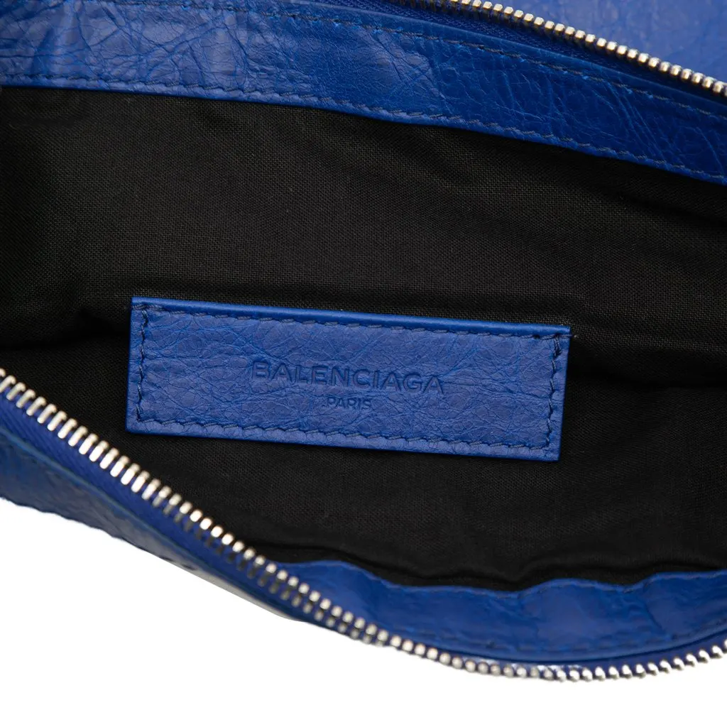 Balenciaga Lambskin Motocross Classic Clip M Clutch Blue Leather Very good - Box View