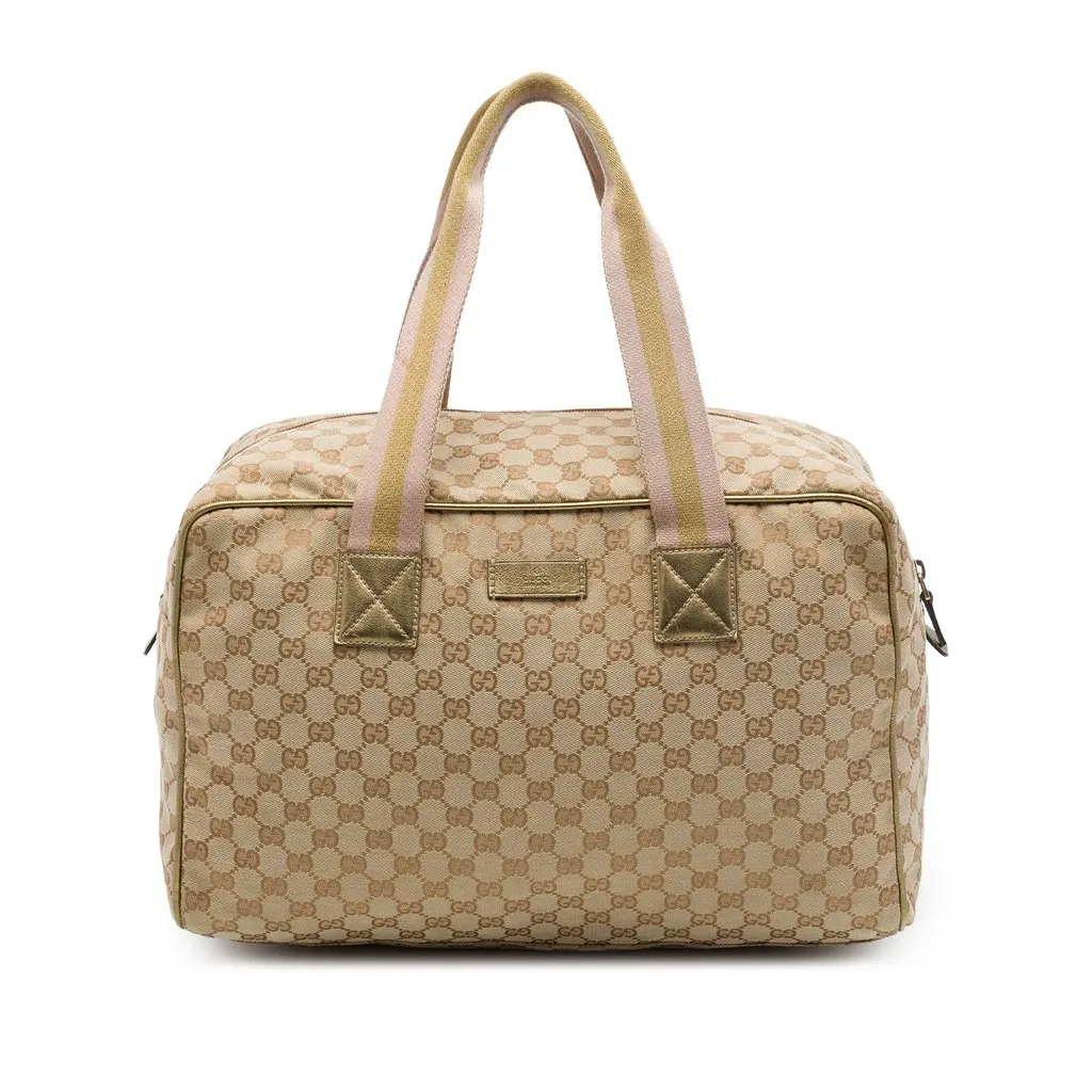 Gucci GG Canvas Web Travel Bag Beige Canvas Very good - Front View