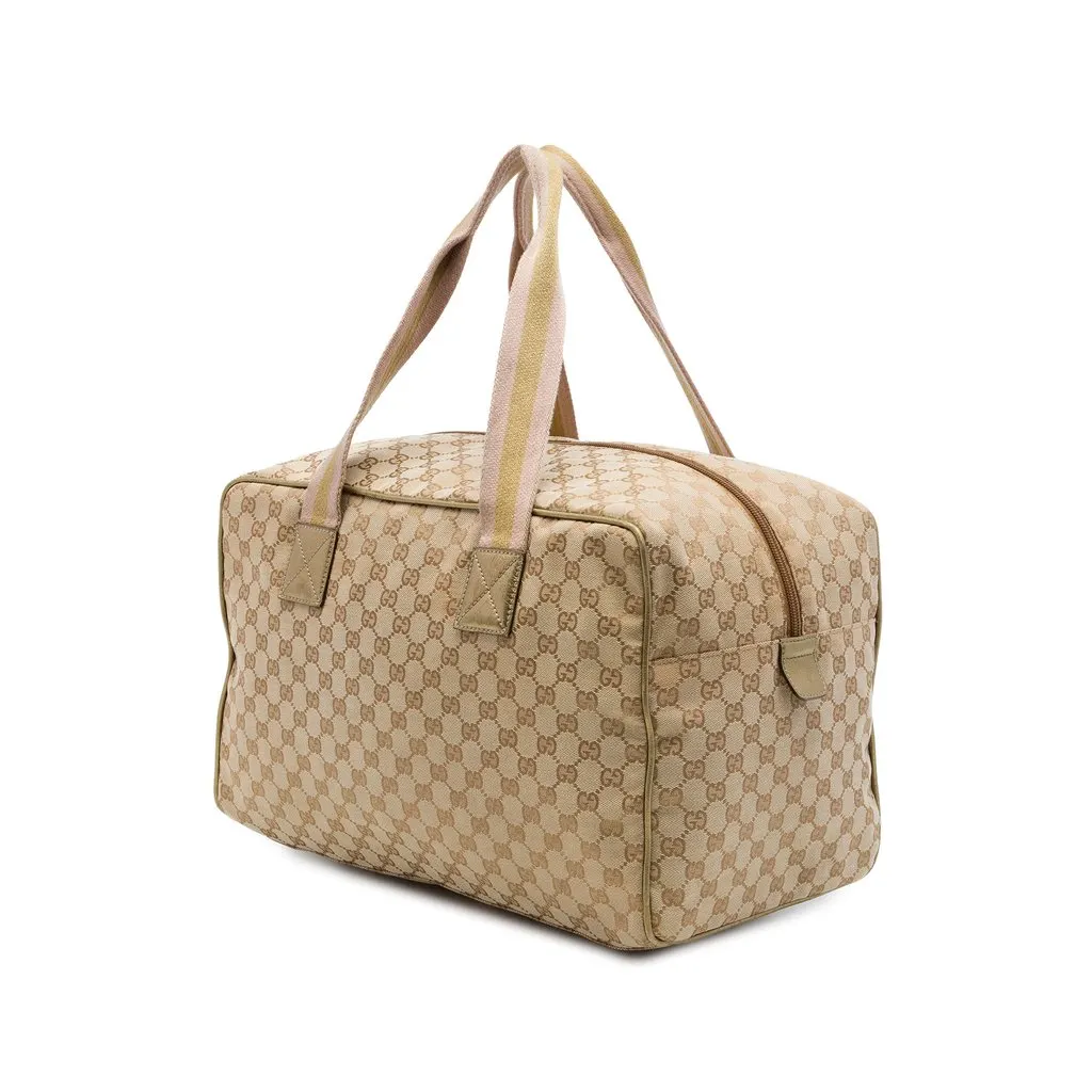 Gucci GG Canvas Web Travel Bag Beige Canvas Very good - Back View