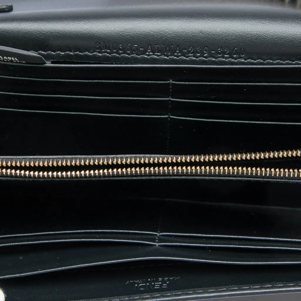 Fendi Smooth and Grained Calfskin Vitello King Cruise FF Diamonds Continental Envelope Wallet On Chain Black Leather Very good - Model View