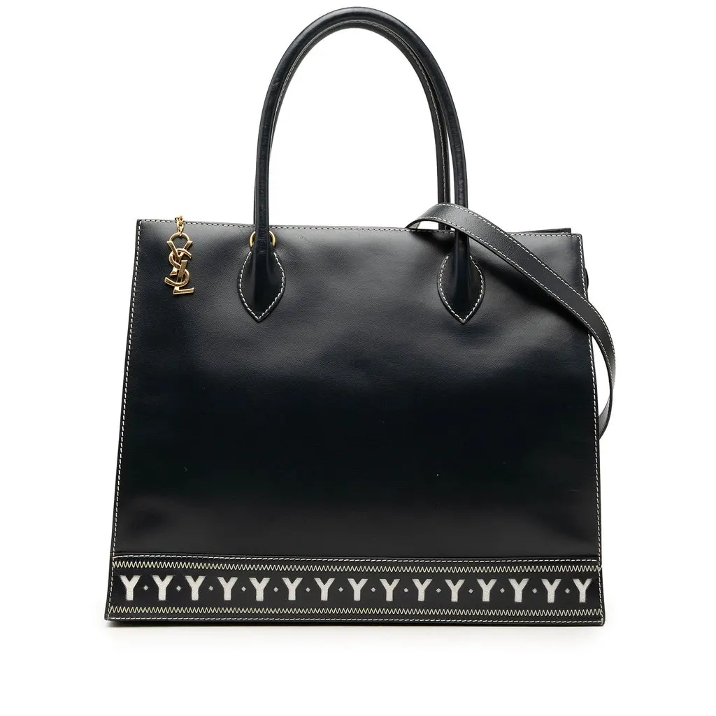 Saint Laurent Calfskin Y Cut Out Tote Black Leather Very good - Front View