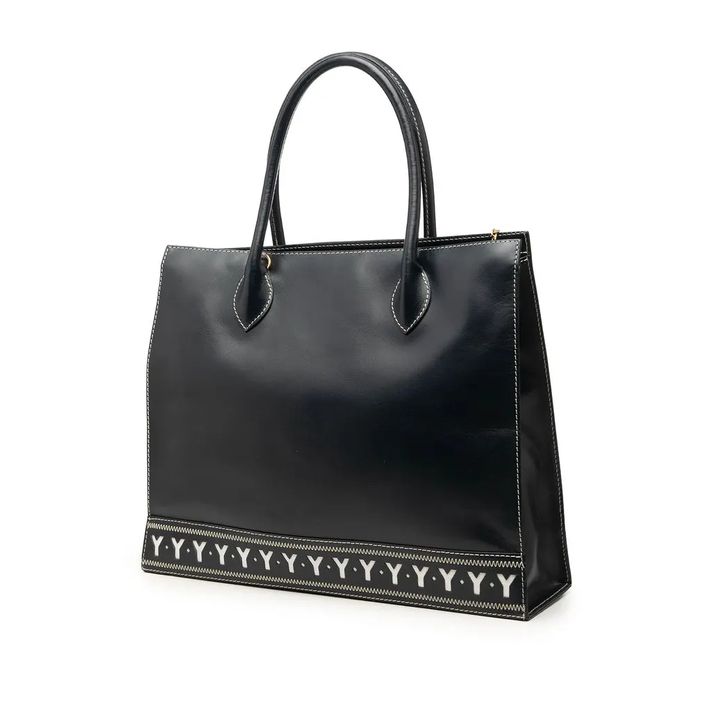Saint Laurent Calfskin Y Cut Out Tote Black Leather Very good - Back View