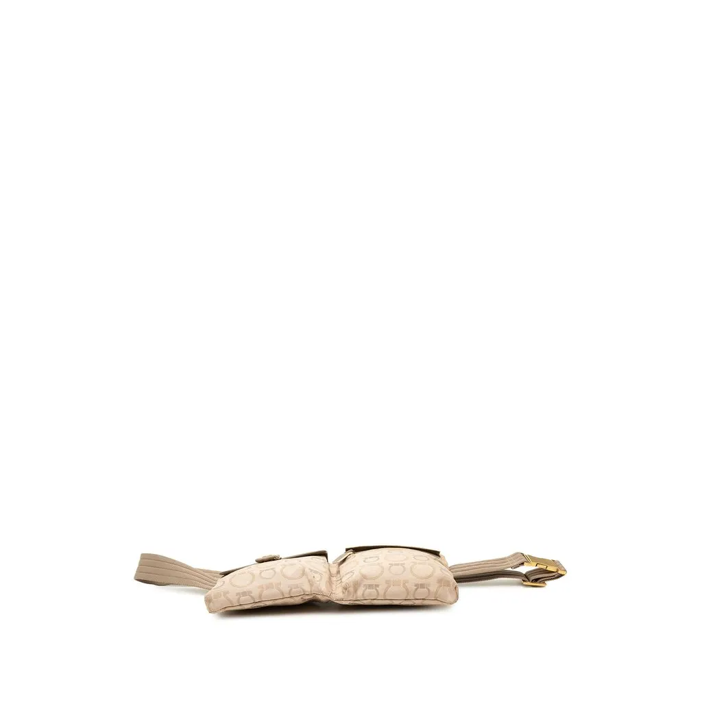 Salvatore Ferragamo Gancini Canvas Double Pocket Belt Bag Beige Canvas Very good - Inside View