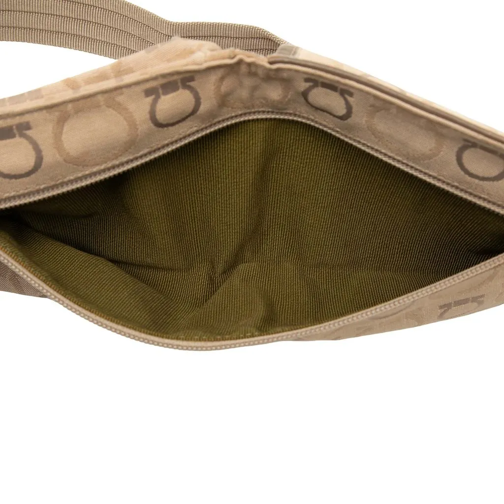 Salvatore Ferragamo Gancini Canvas Double Pocket Belt Bag Beige Canvas Very good - Model View