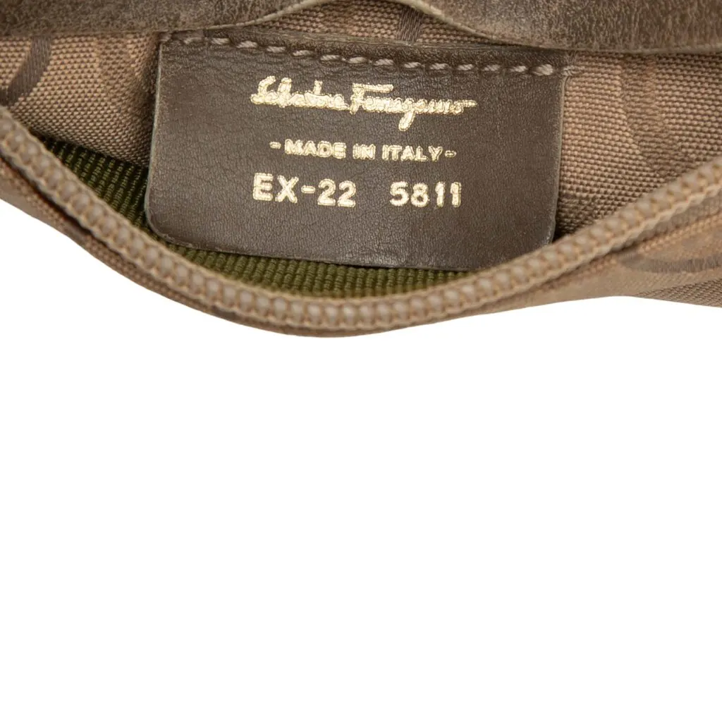 Salvatore Ferragamo Gancini Canvas Double Pocket Belt Bag Beige Canvas Very good - Box View