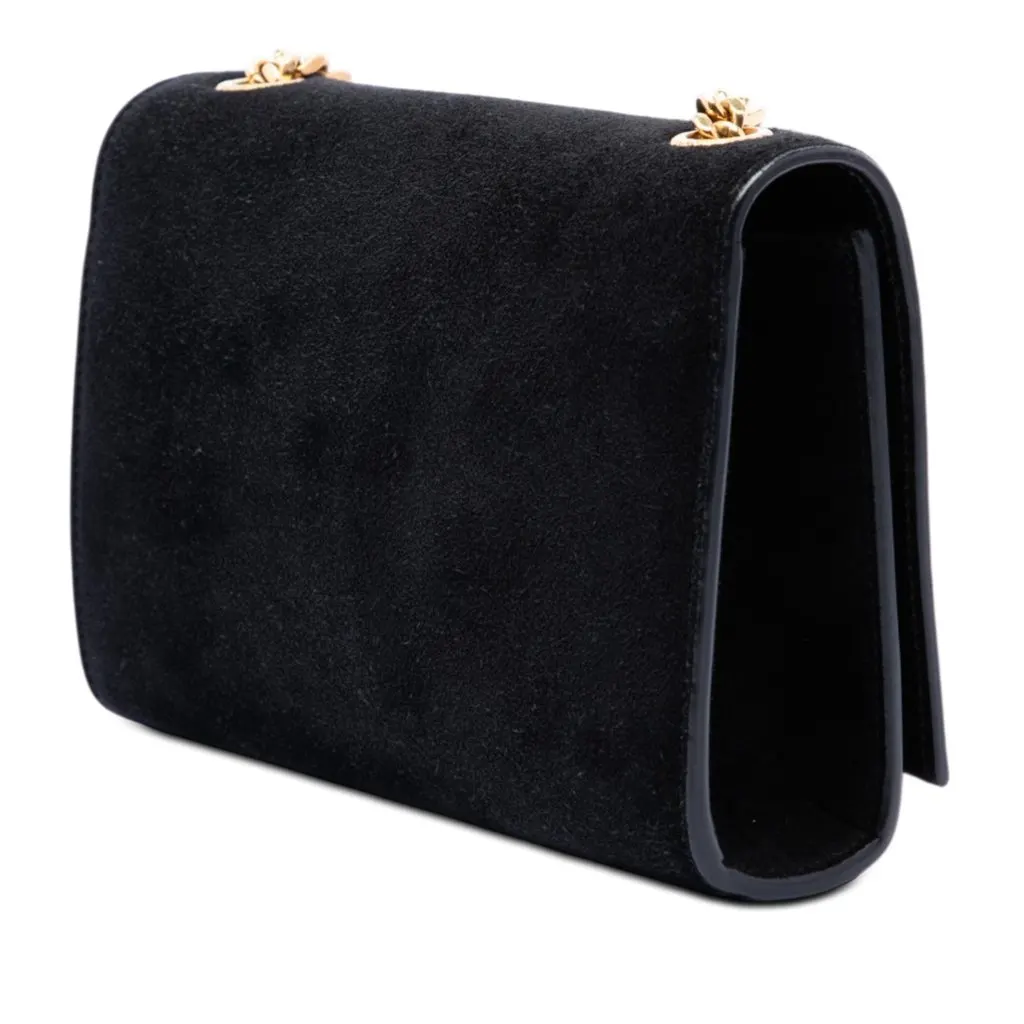 Saint Laurent Small Velvet Monogram Kate Tassel Crossbody Black Very good - Back View