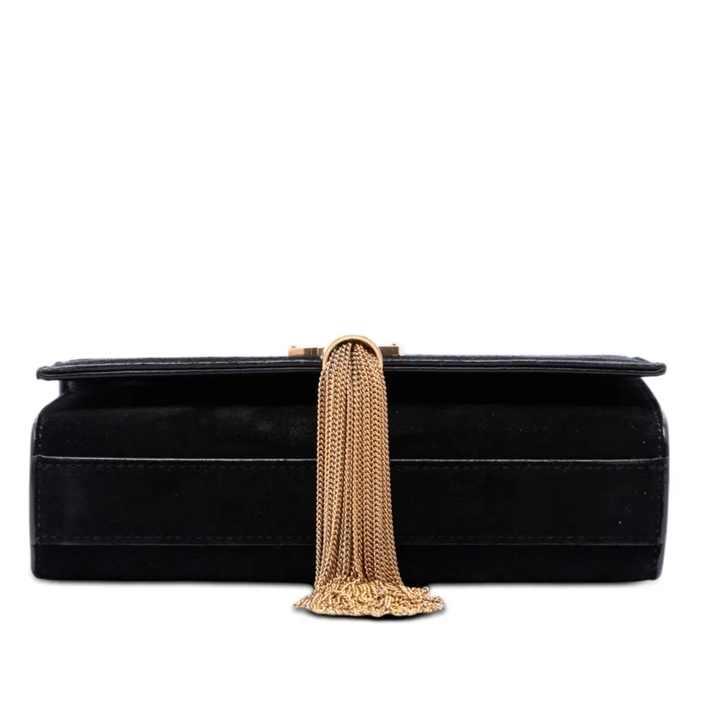 Saint Laurent Small Velvet Monogram Kate Tassel Crossbody Black Very good - Inside View