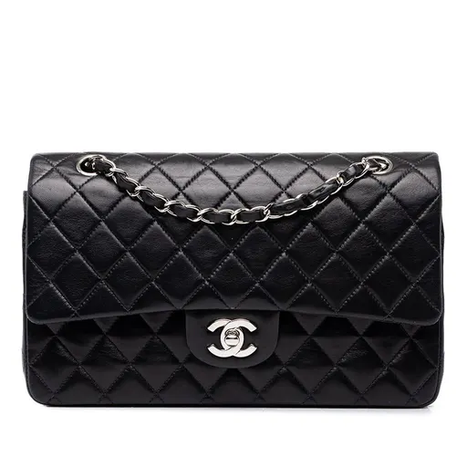 Chanel متوسطة كلاسيك جلد الحمل مزدوجة بغطاء