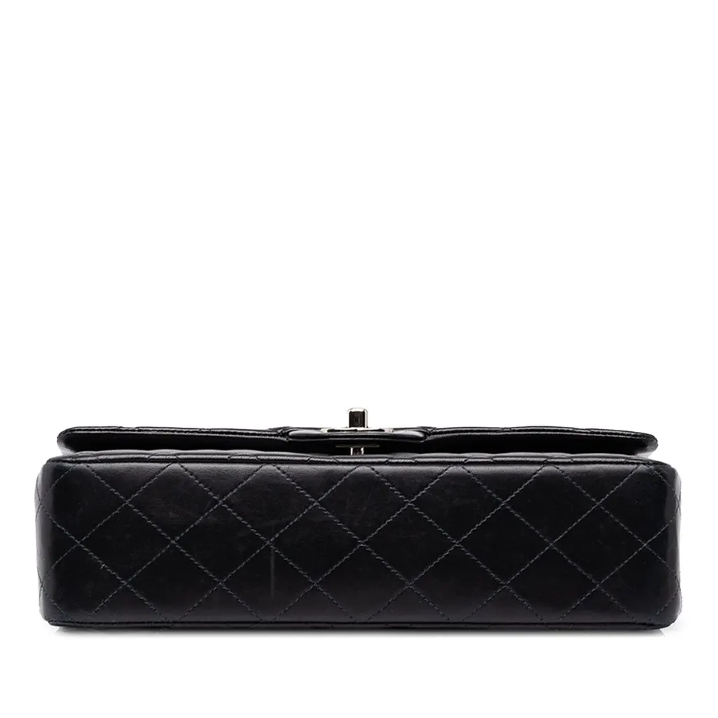 Chanel Medium Classic Lambskin Double Flap Black Leather Good - Inside View