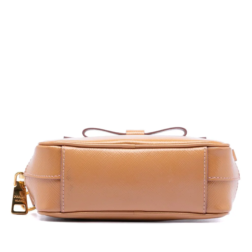 Prada Saffiano Vernice Bow Camera Bag Brown Leather Very good - Inside View
