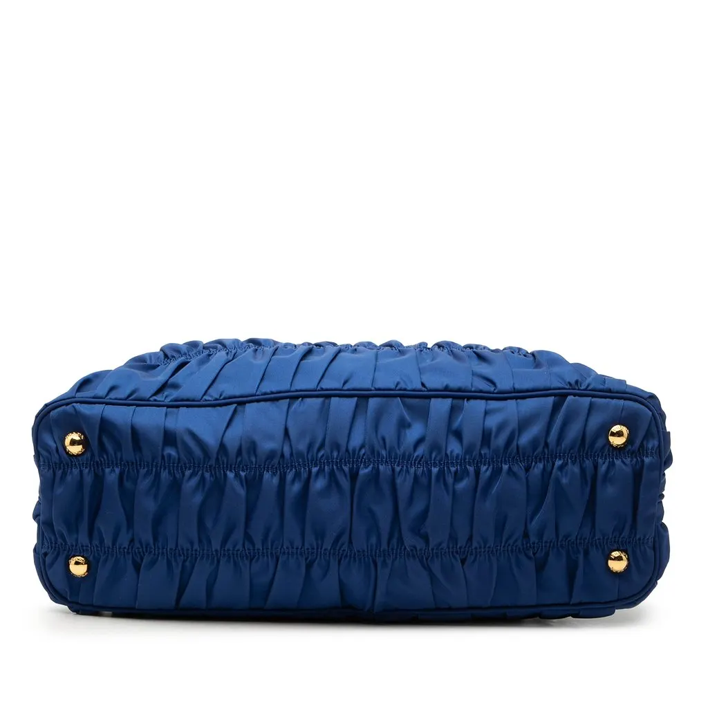 Prada Tessuto Gaufre Frame Satchel Blue Very good - Inside View