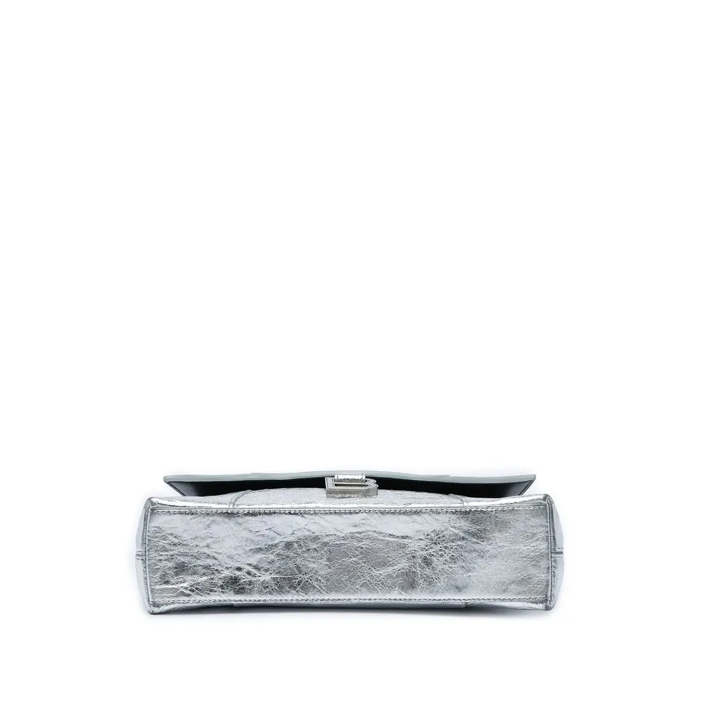 Balenciaga Metallic Crinkled Calfskin Hourglass Downtown Crossbody XS Silver Leather Very good - Inside View