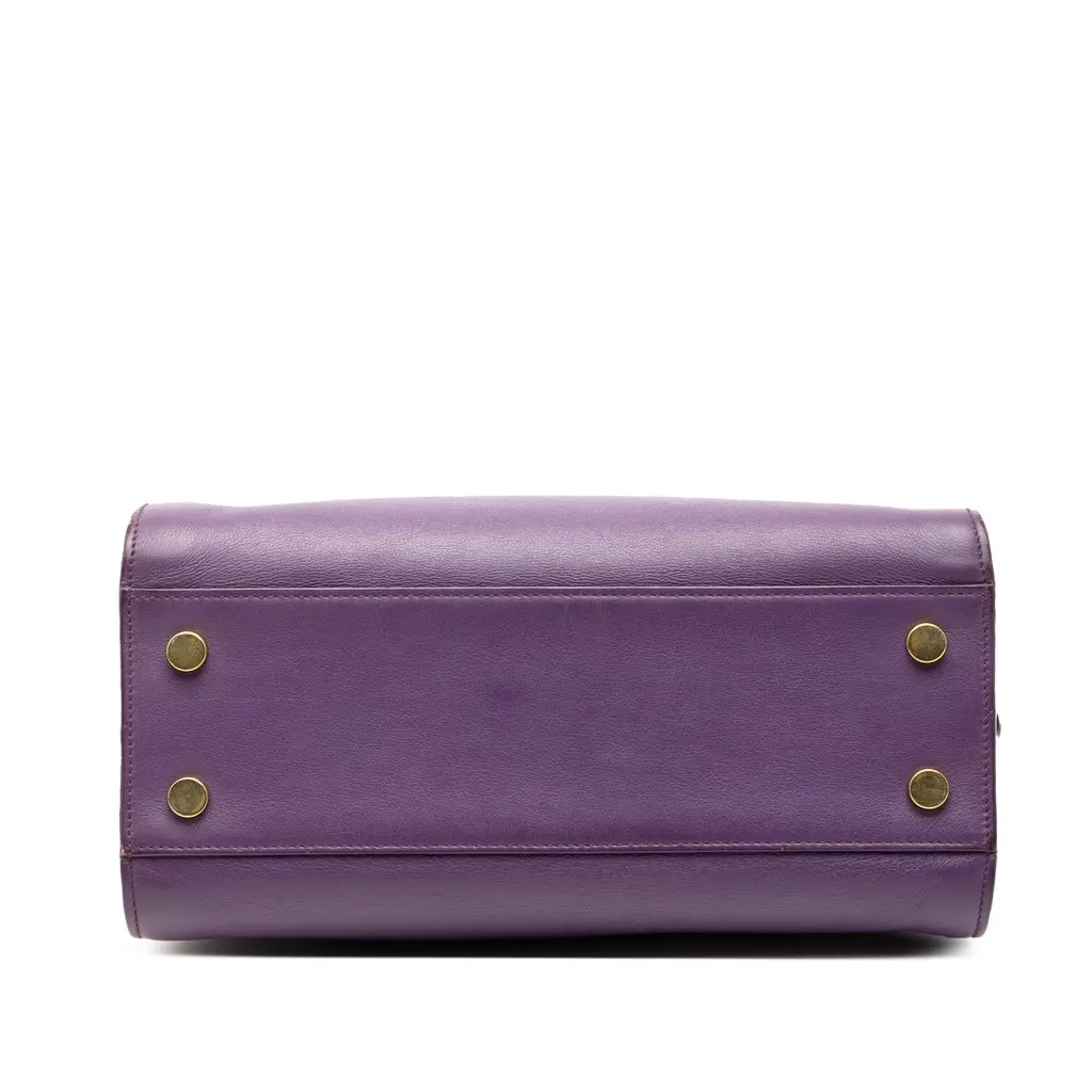 Saint Laurent Baby Leather Monogram Cabas Satchel Purple Leather Good - Inside View