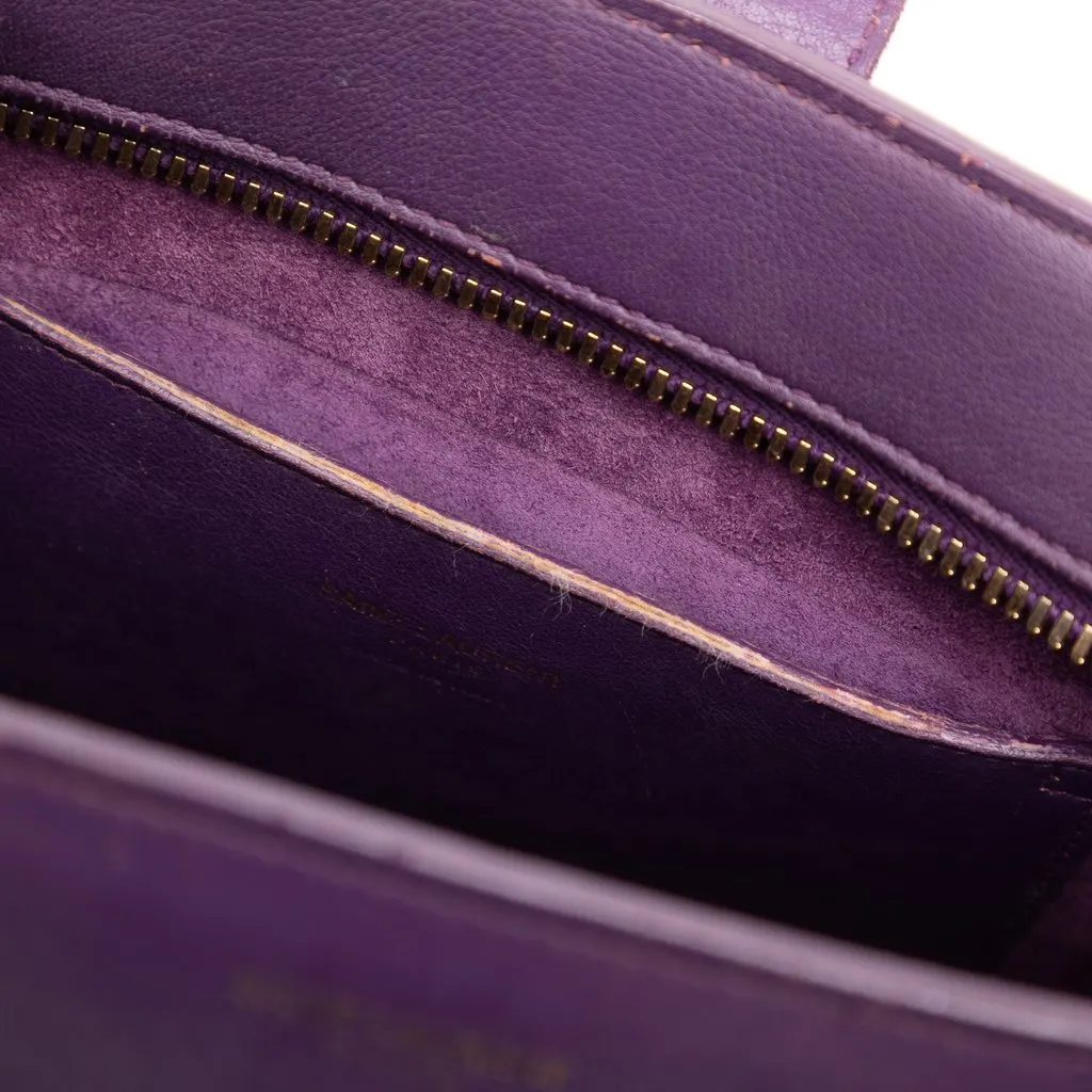 Saint Laurent Baby Leather Monogram Cabas Satchel Purple Leather Good - Box View